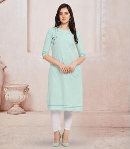 Designer Party Wear Latest Formal Half Sleeve <b>Cotton</b> Silk <b>Fabric</b> Indian Women Ready to Wear Kurti Low Price Ethnic Garment Apparel - Product Image 2