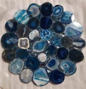 Posavasos clásicos de resina dorada azul real, alfombrillas redondas azul cielo para mesa para decoración del hogar y regalos - Product Image 6