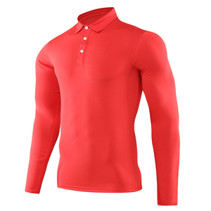 Alta calidad hombres y mujeres 100% algodón Spandex manga corta para Polo Golf camisa antiarrugas tejido de punto teñido liso - Product Image 4
