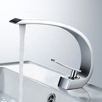 Nouveau Robinet de Lavabo en Laiton Chromé, Mitigeur de Lavabo en Nickel Brossé, Robinet de Salle de Bain Eau Chaude et Froide
