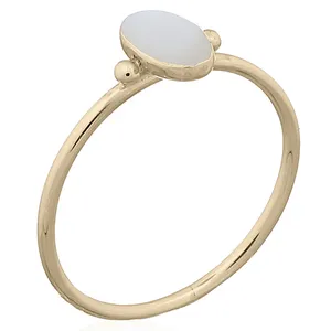 Mother of Pearl Shell Oval Yellow Gold Plated Stack Ring