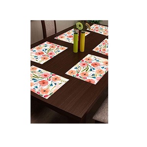 Mantel individual colorido estampado Mantel de mesa de comedor personalizado 100% algodón orgánico GOTS Protección ecológica Mantel individual antibacteriano transpirable - Product Image 1