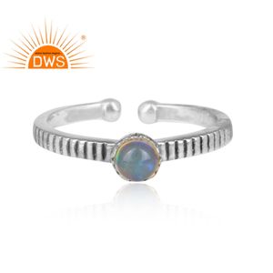 Bague en pierre précieuse d'opale éthiopienne naturelle 925, gros bijoux grande taille, Style Vintage, en argent, vente en gros - Product Image 2