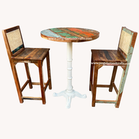 Table et chaises de Bar en fer, ensemble Vintage industriel, rond et rustique, indien, en bois massif, Style Restaurant, café, Pub, Bar, meubles, 9 pièces