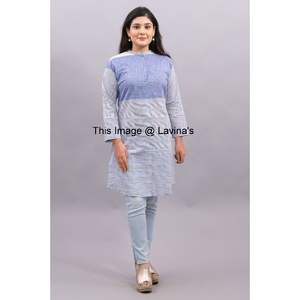 Túnica Kurti Informal Boho Larga con Botones Delanteros de Diseñador para Mujer, Tejida en Algodón Hecha a Mano en India - Product Image 1