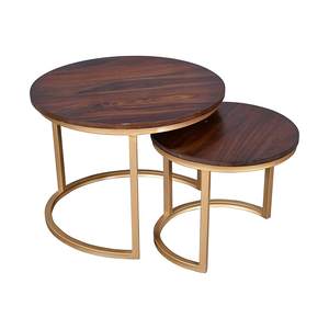 โต๊ะกาแฟสองชั้นสุดพิเศษพร้อมท็อปไม้และกระจกโต๊ะวางกลางโต๊ะทำจากโลหะมีสไตล์ - Product Image 4