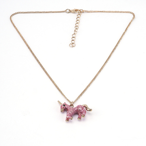 Vendita calda carino cavallo e adorabile unicorno ciondolo moda 14K placcato oro collana a maglie regalo per ragazze e bambini - Product Image 2