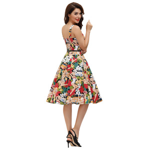 BP000918 BP Retro Vintage Damen <span class=keywords><strong>Wide</strong></span> Strap Sweetheart Neck Flared A-Line Kleid - Product Image 3