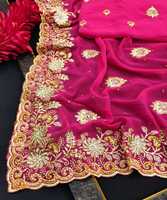 Vêtements de fête Designer Brodé Net Soie Fleur Conception Indienne Dames Porter Orange Couleur Saree Avec Chemisier Pièce Perle Travail Sari Apparelgarment