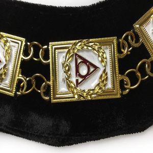 Wholesale Custom Masonic LOCOP Chain Collar Sequins Gold Metal Sew-On <b>Badge</b> <b>Magnetic</b> Feature Plating Technique Mason Collar - Product Image 2