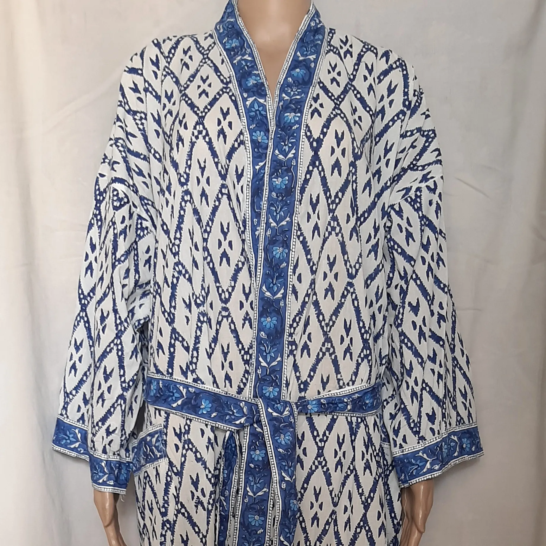 Indian Katoen Kimono Gown Kaftan Nacht Cove R Maxi Beach Wear Etnische Zwemmen Jurk Hand Blok Print Tuniek Lange Gewaden een Plus Size