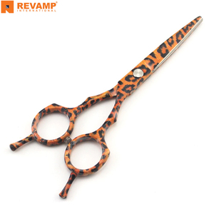 Ensemble de ciseaux de coiffeur à imprimé léopard Ciseaux de coiffeur avec poignées en caoutchouc Lames en acier inoxydable Outil de coupe de cheveux de beauté tranchant - Product Image 4