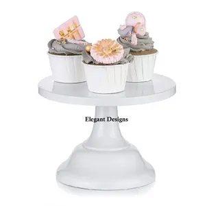 Beyaz toz kaplı kek standı yüksek kaliteli el yapımı tasarımcı kek standı basit düz hint şık toptan kek standı