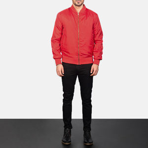 Chaqueta Bomber de satén rojo para hombre, para todas las estaciones, novedad - Product Image 5