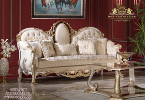ชุดเฟอร์นิเจอร์ห้องนั่งเล่นสไตล์โมเดิร์นสีครีม ดีไซน์อิตาลี โซฟาแกะสลักด้วยมือ ขนาดสั่งทำได้ ทนทาน ทำจากไม้สัก - Product Image 3