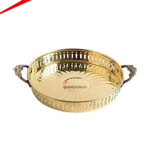 Modern New Design Gold Metal Serving <b>Tray</b> with Gold Handles Serving <b>Tray</b> for <b>Party</b> Event Decoration 2026 - Product Image 1