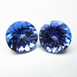 Corte Redondo 4x4mm Azul Tanzanita Corte Suelto Piedras Preciosas Corte Brillante 100% Natural Certificado Fabricante Indio de Piedras Preciosas a Granel - Product Image 2