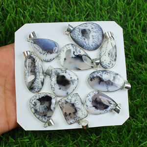 Colgante de piedras preciosas de ágata de dendrita natural Bisel Chapado en plata de ley Forma mixta Collar de joyería fina Suministro de regalo - Product Image 3