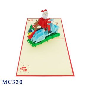 การ์ดป๊อปอัพทำมือ3D มอเตอร์ไซด์รูปซานต้าตัดด้วยเลเซอร์งานฝีมือสำหรับคริสต์มาสวันขอบคุณพระเจ้ารักดีไซน์ตามสั่ง - Product Image 3