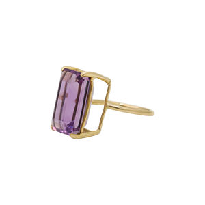 Nouveauté pierre précieuse améthyste naturelle 14k or jaune massif fait à la main femmes bagues de fiançailles bijoux pour la vente en gros - Product Image 3