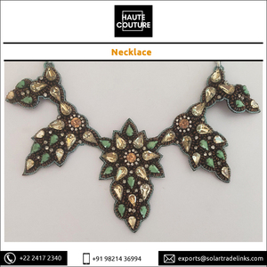 Vente exclusive de colliers brodés à la main en cristal de topaze et de menthe pour femmes et filles, fabriqués en Inde, à bas prix - Product Image 4
