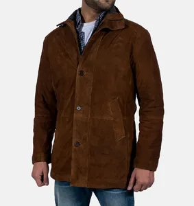 Latest Design Wholesale Spring Fashion Men's Italian style suede Leather coat.