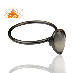 Bague en argent noir Rhodium 925 pour femme, vente en gros, ensemble de bijoux, Labradorite, pierre précieuse, fabrication de bagues - Product Image 3