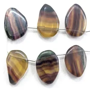 Finest Quality 6 Pieces Natural Fluorite Gemstone Smooth Fancy Shape Briolette Beads Making Handmade DIY Jewelry