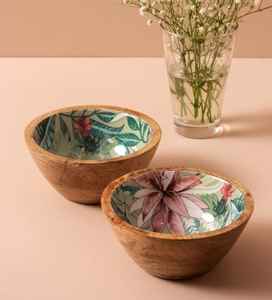 Tazón de madera con Mango de diseño natural, cuenco de resina esmaltada - Product Image 2