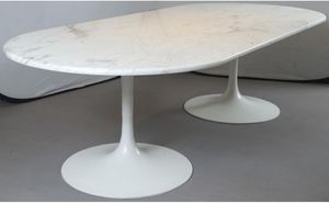 Modern Design Natural White Marble Top with Iron <b>Leg</b> <b>Dining</b> <b>Table</b> for <b>Dining</b> Room, Restaurant, Office Desk - Product Image 3