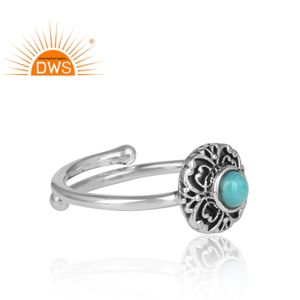 Anillo de Turquesa de Arizona, Joyería al por Mayor, Diseño Antiguo Indio, Plata Pura 925, Anillo Hecho a Mano - Product Image 6