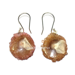 Pendientes colgantes de plata de ley 925, conjunto de bisel de piedras preciosas Druzy Solar marrón, joyería colgante para mujer para boda y fiesta - Product Image 2