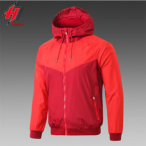 Chaqueta cortavientos con cremallera de poliéster 100% de alta calidad para hombre, Sudadera con capucha lisa de invierno con lona recubierta, venta al por mayor - Product Image 3