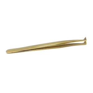 Golden Extension 100% Closed Pointed Stainless Steel <b>Eyelash</b> Tweezers Customized Fiber <b>Applicator</b> for Eyebrows <b>Eyelashes</b> Volume - Product Image 1