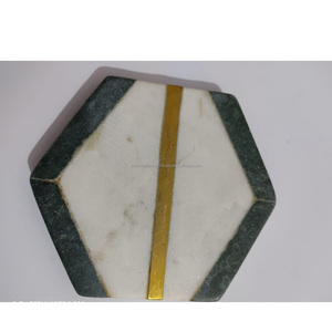 ขัดธรรมชาติวงกลมสีฟ้า Agate Slice Gold Rim Agate Coaster ผลิตภัณฑ์ขายร้อนสำหรับ2021 Designs - Product Image 3