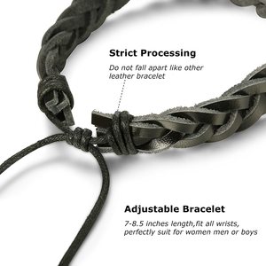 Bracelet en cuir véritable pour homme, Bracelet multicouches, pierre naturelle, perles <span class=keywords><strong>de</strong></span> lave, élastique, offre spéciale - Product Image 4
