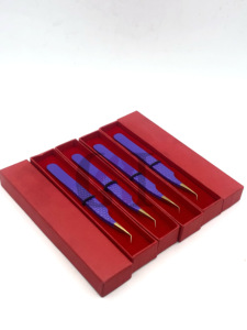 Haute Qualité 45 Degrés Violet Poudre Revêtement Or Pointe Logo Personnalisé En Acier Inoxydable Extension De Cils Pince À Épiler Instruments De Beauté - Product Image 4