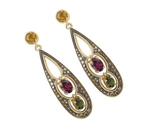 Joyería Personalizada OEM, Pendientes Colgantes de Plata 925/Latón Chapado en Oro con Esmeralda, Rubí y Zafiro Cultivados en Laboratorio, Proveedor de Joyería Étnica - Product Image 2