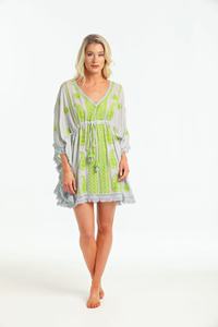 เสื้อคาฟตันสีชมพูลายเอกลักษณ์คลาสสิกพร้อมเชือกผูกเอวแต่งพู่ปักเลื่อมด้วยผ้าเรยอนผ้าคลุมชายหาดรีสอร์ทประดับลูกไม้สไตล์โบฮีเมียน - Product Image 6