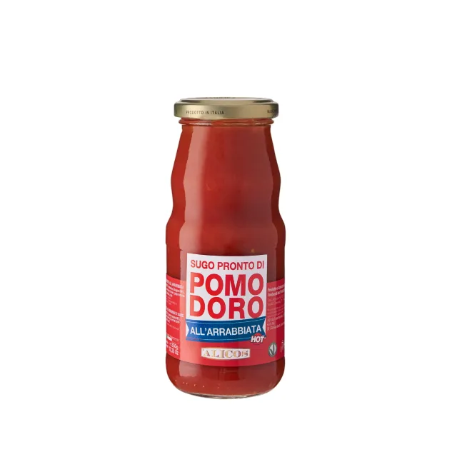 Made in Italy condiment bottle glass 350g Arrabbiata spicy strong flavour cherry hot tomato sauce for sale