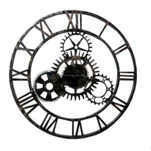 Luxury <b>Large</b> <b>Wall</b> <b>Clock</b> Love Home Collection Gear Design <b>Skeleton</b> Roman Number Antique Design Industrial Iron Gear <b>Wall</b> <b>Clock</b> - Product Image 1
