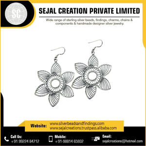Produit chaud de grandes boucles d'oreilles en argent sterling au prix de gros en Inde du vendeur indien et du fournisseur en gros - Product Image 2