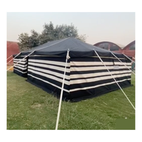 Tenda Kanvas Mewah Motif Garis Hitam & Putih BC, Tempat Berteduh Majlis Arab Timur Tengah untuk Hiburan Luar Ruangan di Gurun