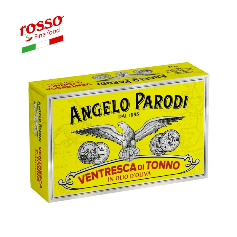 Tuna belly in olive oil Angelo Parodi 115g canned food and vacuum Made in Italy