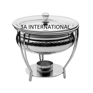 Chauffe-plat Couvercle en verre Design luxueux Chauffe-plat avec support en métal bruni Pot de service Forme arrondie Stockage des aliments - Product Image 1