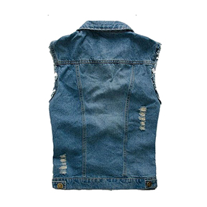 Blue Denim Vest Sleeveless Jean Jacket Waistcoat for Men With Customize Logo & Printing - Product Image 6