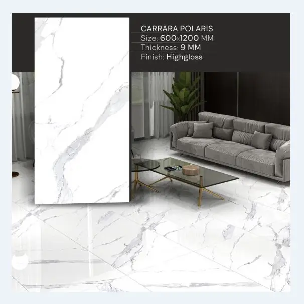 Carrara Polaris ในใหม่600X1200มม. กระเบื้องพอร์ซเลนขัดเงาเคลือบสีขาวเคลือบเงาสูงโดย