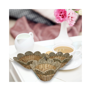 ถาดใส่อาหารอเนกประสงค์ถาดเสิร์ฟสำหรับตกแต่งงานทอจากหญ้าทะเลทรงกลม - Product Image 1