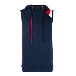 Custom Logo <b>Sleeveless</b> <b>Hoodie</b> for <b>Men</b> 100% Cotton Muscle Fitness Workout Jacket Hooded Print Design for Winter - Product Image 4