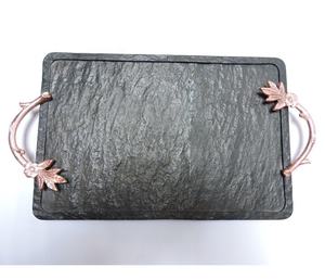 Venta directa de fábrica Royal Class Bandeja de servicio maciza de madera de acacia Hecho a mano Mango de acero inoxidable Rectángulo Buen precio Calidad para alimentos - Product Image 6